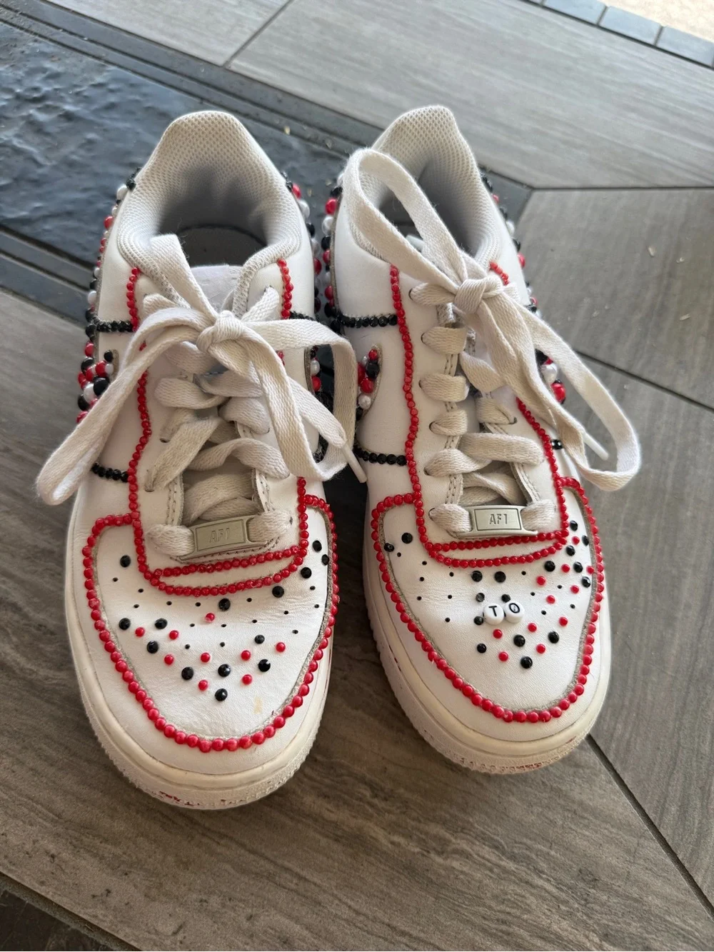 Nike Air Force 1 Custom Beaded Rhinestone Shoes 4.5Y